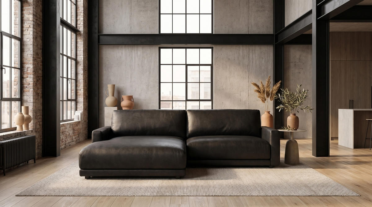 ECKSOFA MARLIN Schwarz Lederfaserstoff - Schwarz, Leder/Kunststoff (262/168cm) - KAWOLA