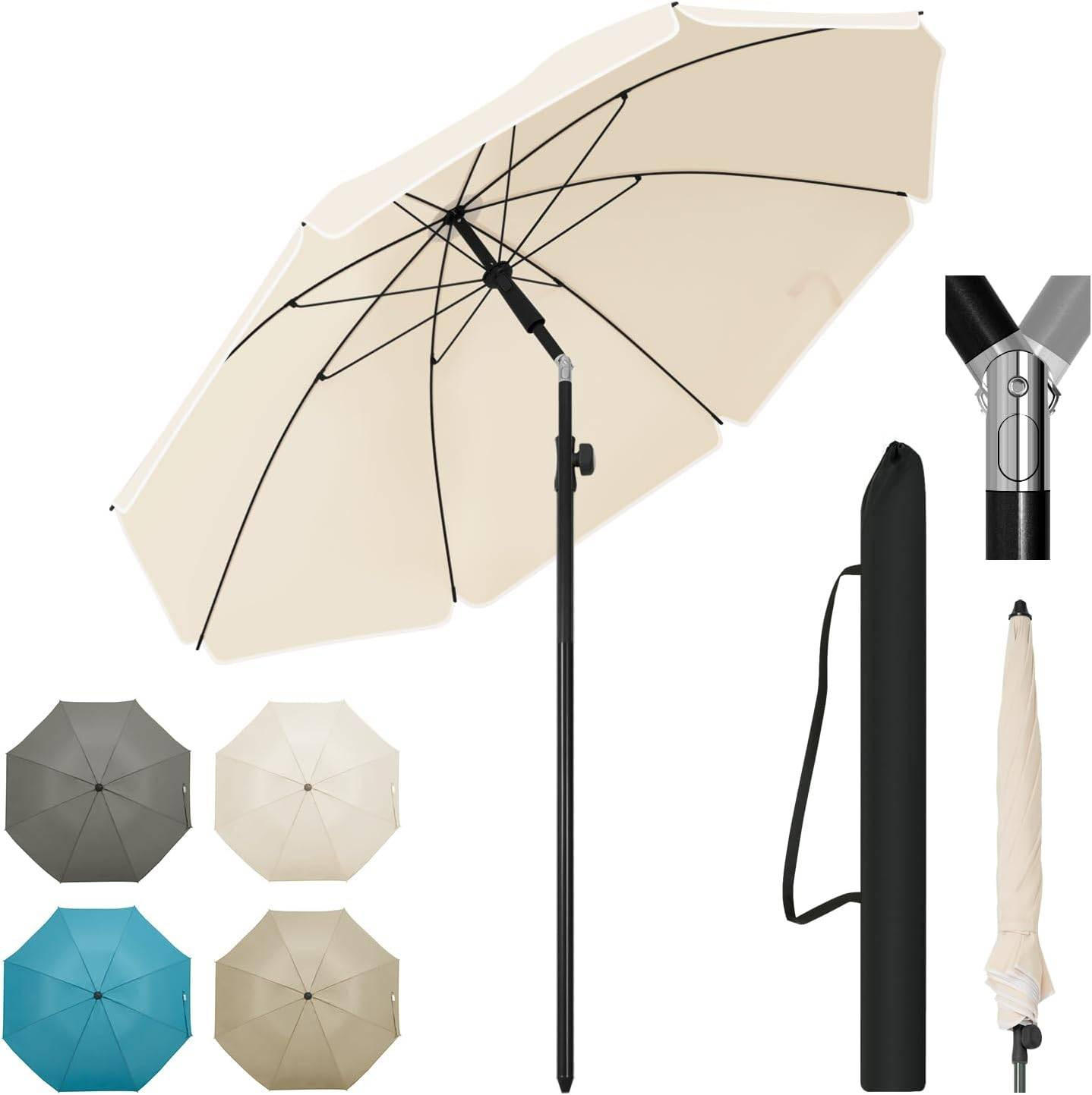 SONNENSCHIRM, Balkonschirm Strandschirm UV-beständig wasserdicht - Beige, Metall (155/155cm) - Woltu