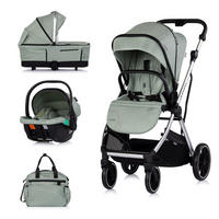 KOMBIKINDERWAGEN Aurora 3 in 1 grün EVA-Material, Aluminium, 3-Punkt-Gurt, Babywanne, Babyschale - Grün, Metall (84/57/112cm) - Chipolino