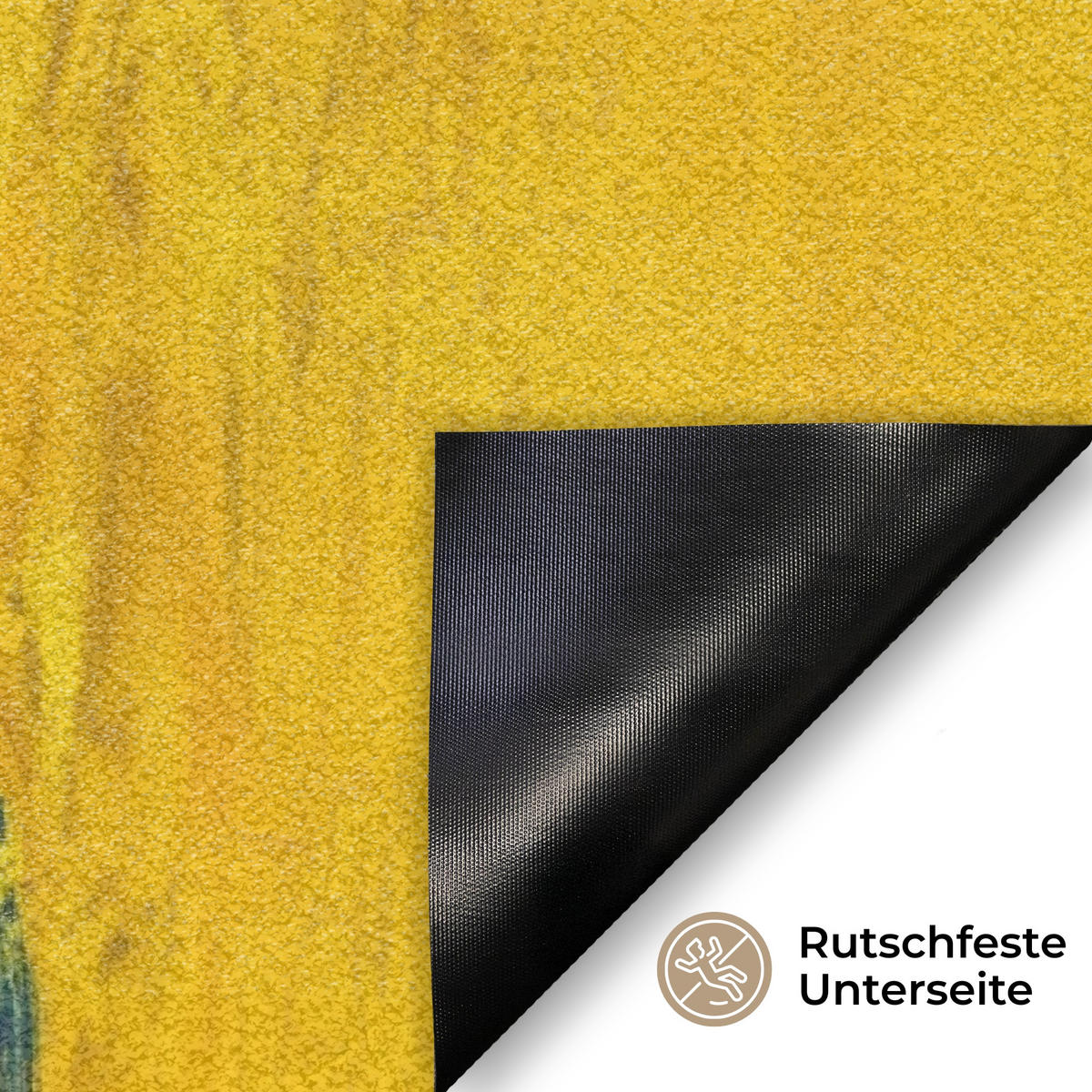 ROHOŽKA Frida Kahlo - Žena - Žlutá - Modrá - Květiny 60x40 cm - žlutá, plast/umělá hmota (60/0.4cm) - MuchoWow