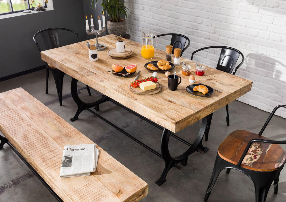 ESSTISCH Altholz 220x100x80 lackiert INDUSTRIAL #29 - Multicolor, Holz (100/220/80cm) - Massivmoebel24