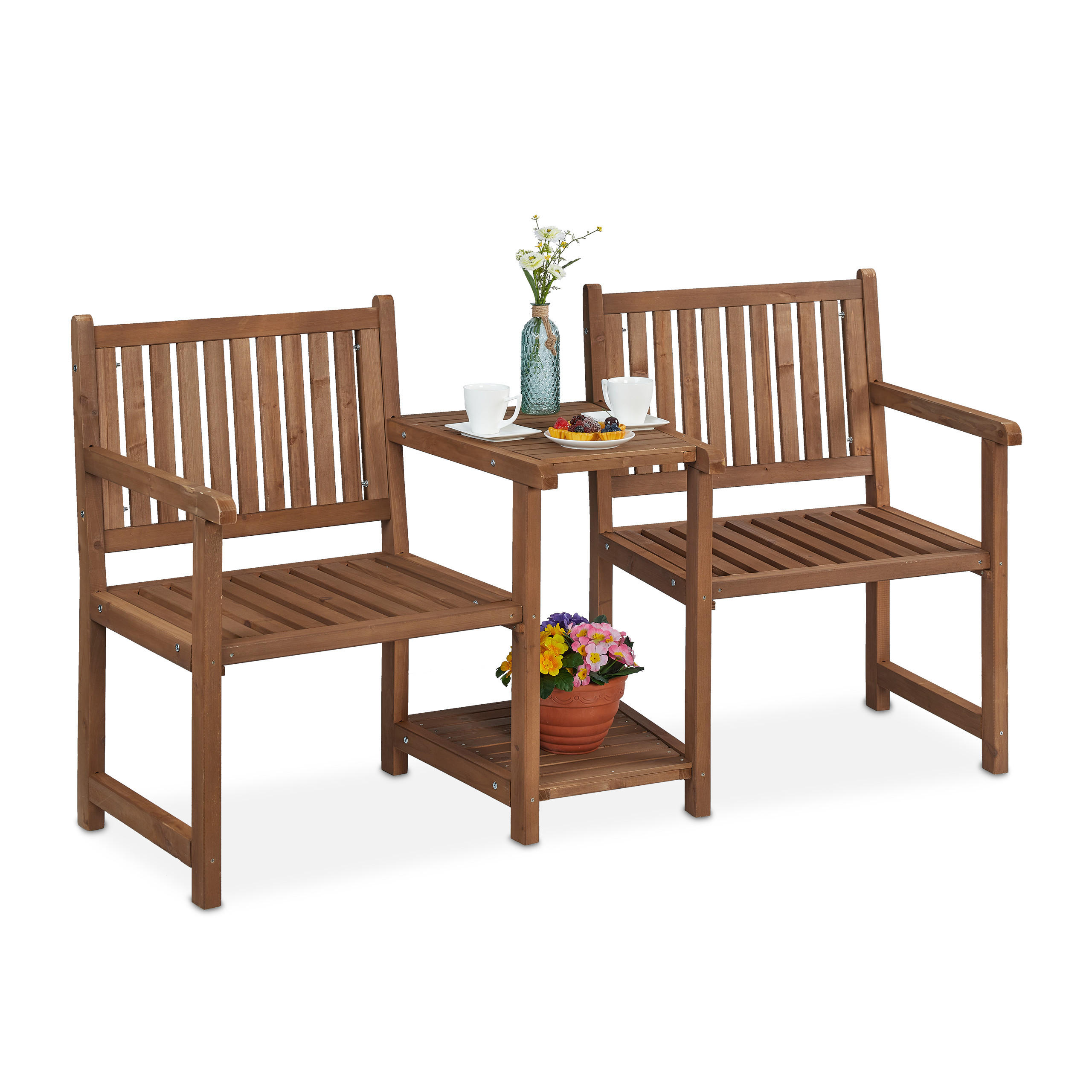 GARTENBANK - Braun, Holz (161/86/61cm) - Relaxdays