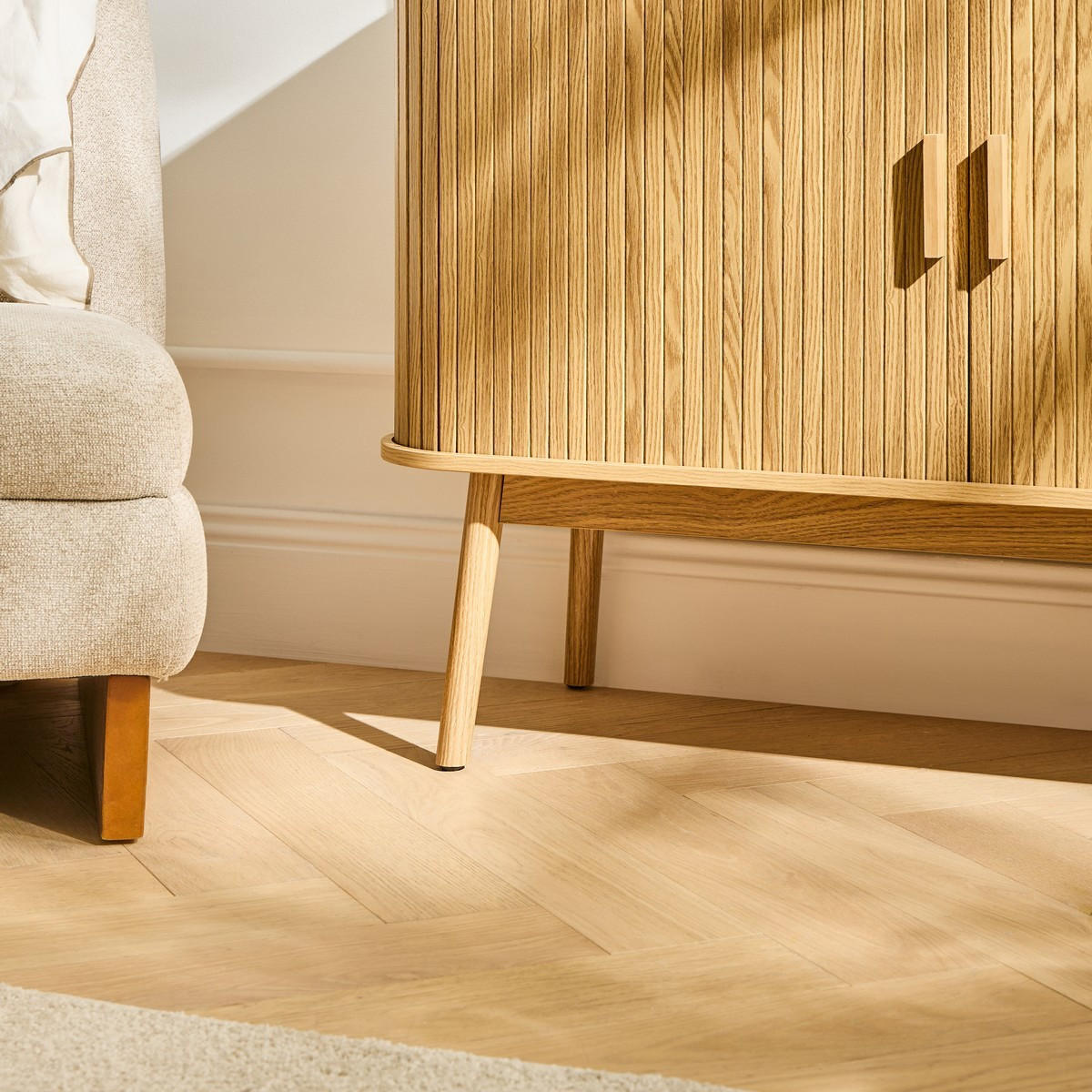 VINTAGE Sideboard Holzdekor 2 Schiebetüren - L110cm - Eichefarben, Holzwerkstoff (39/75/110cm) - Calicosy