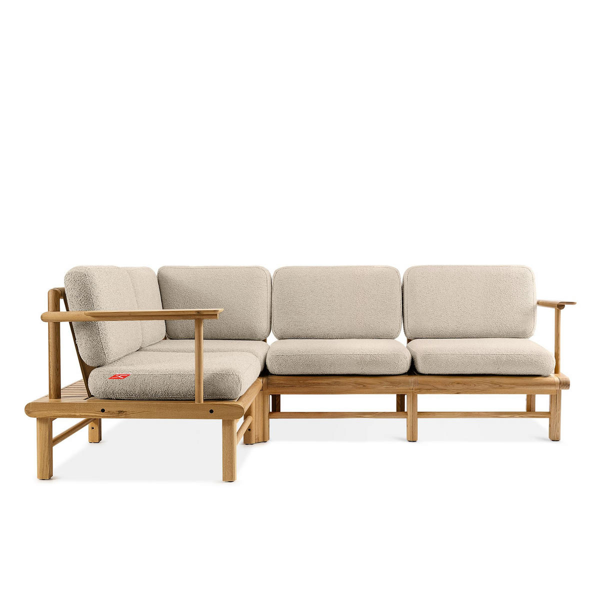 LOUNGESOFA ATREDA links - Creme, Holz/Textil (230/74/160cm) - KONSIMO®