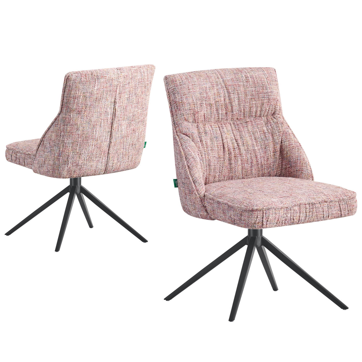 ESSZIMMERSTUHL MIRELA 2er-Set - Hellrosa/Schwarz, Textil/Metall (49/84/62cm) - DUBI Möbel