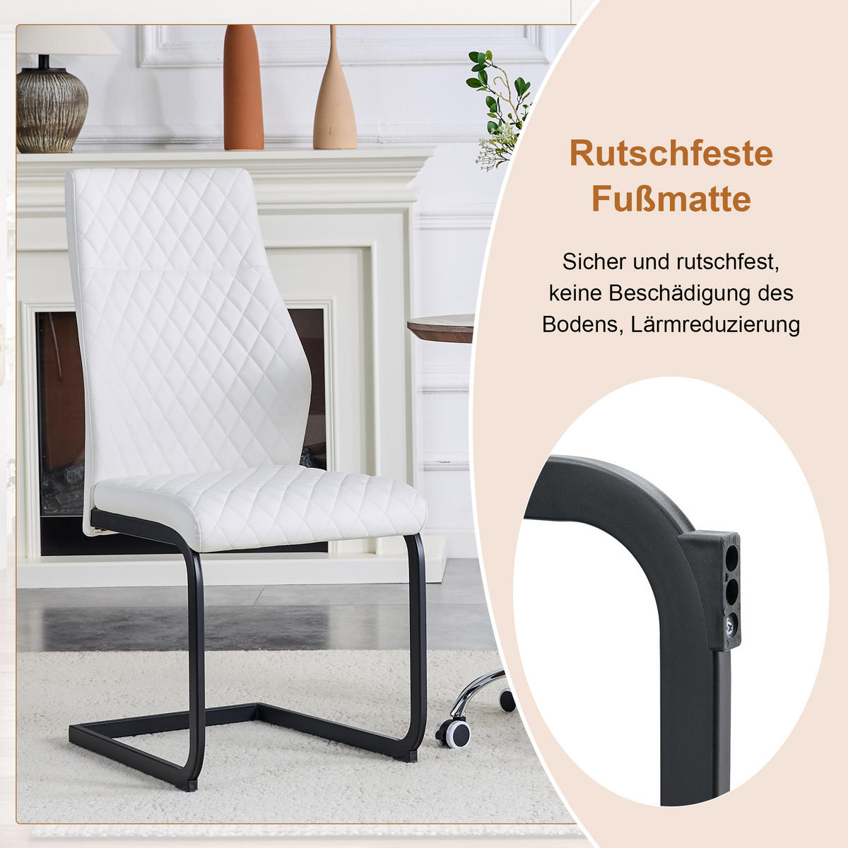 ESSGRUPPE DE-39485 5-teilig, Glastisch und 4 Stühlen mit hoher Rückenlehne Weiß - Weiß, Metall (85/75/85cm) - ComfortXL
