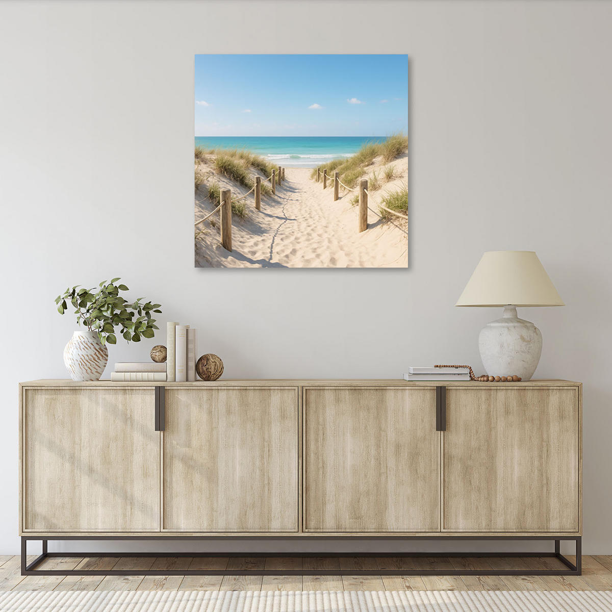 LEINWANDBILD Meer Strand Landschaft 50x50cm - Grau, Textil (50/50cm) - Feeby