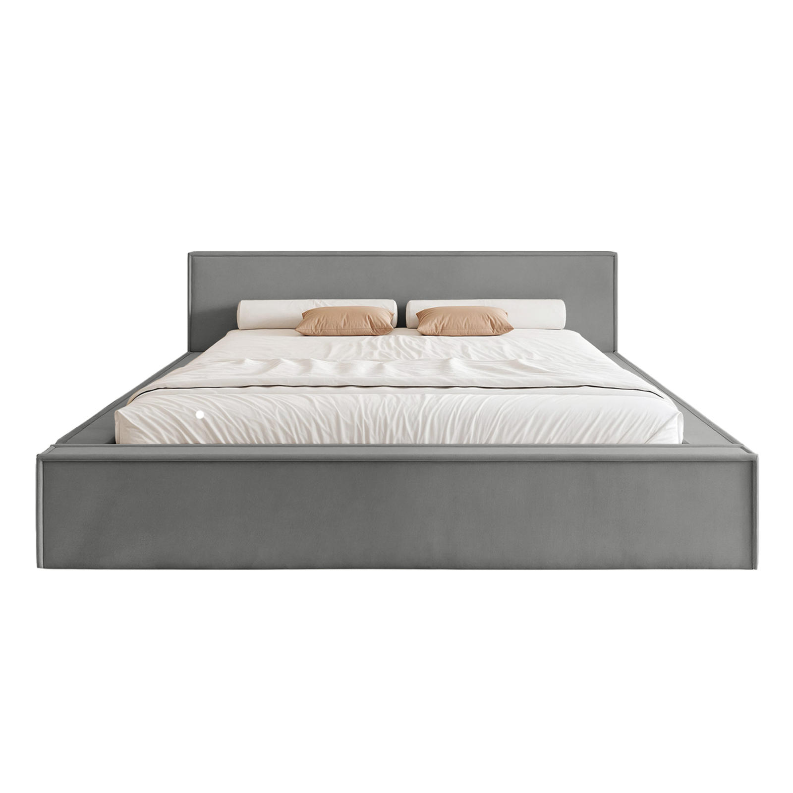 POLSTERBETT Mendocino Classic Low 140x200 cm, Grau - Dunkelgrau, Textil (140/200cm) - Fedve