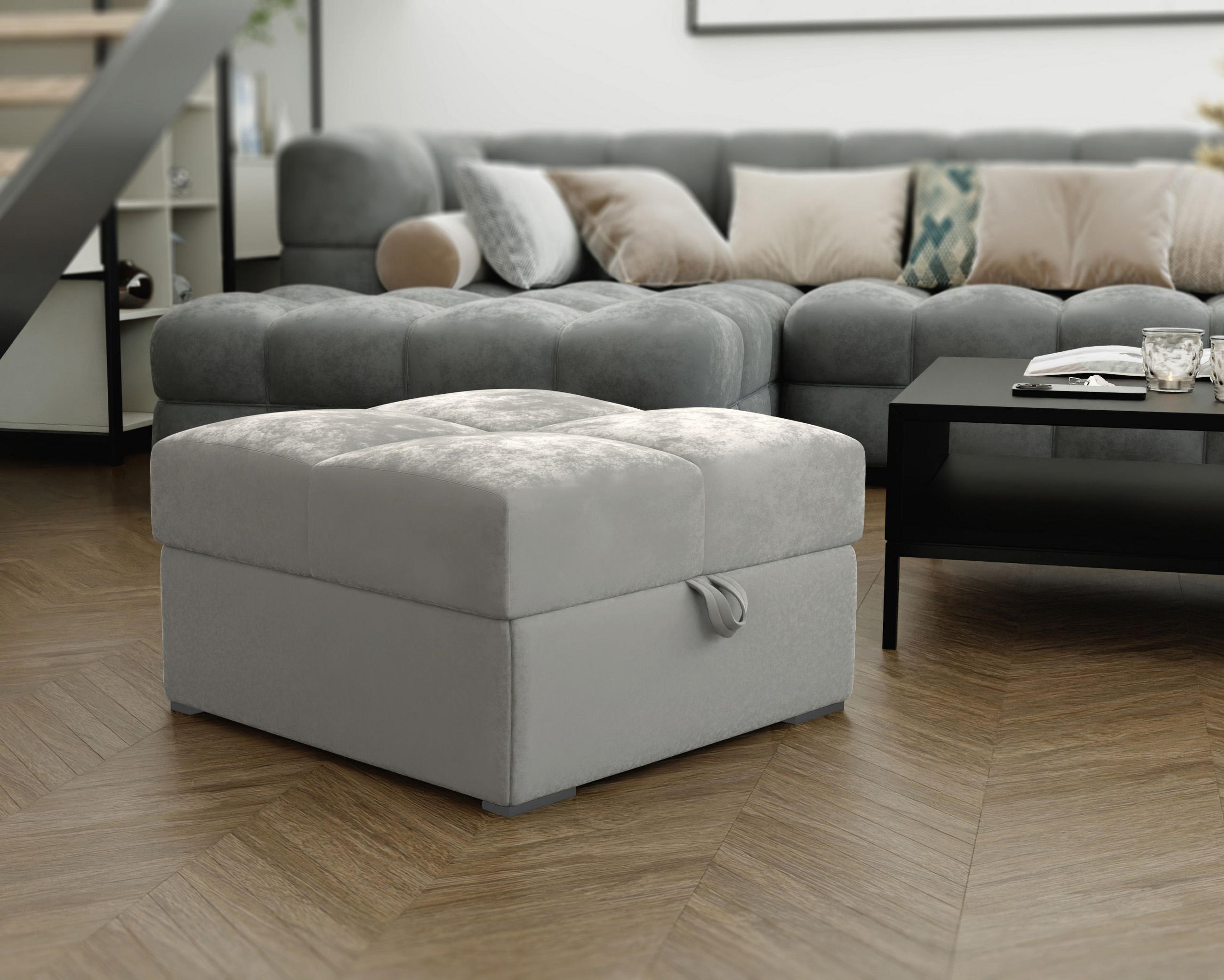 POUF MIZA Beige 65x65 cm - Beige, Textil (65/38/65cm) - MASSENO