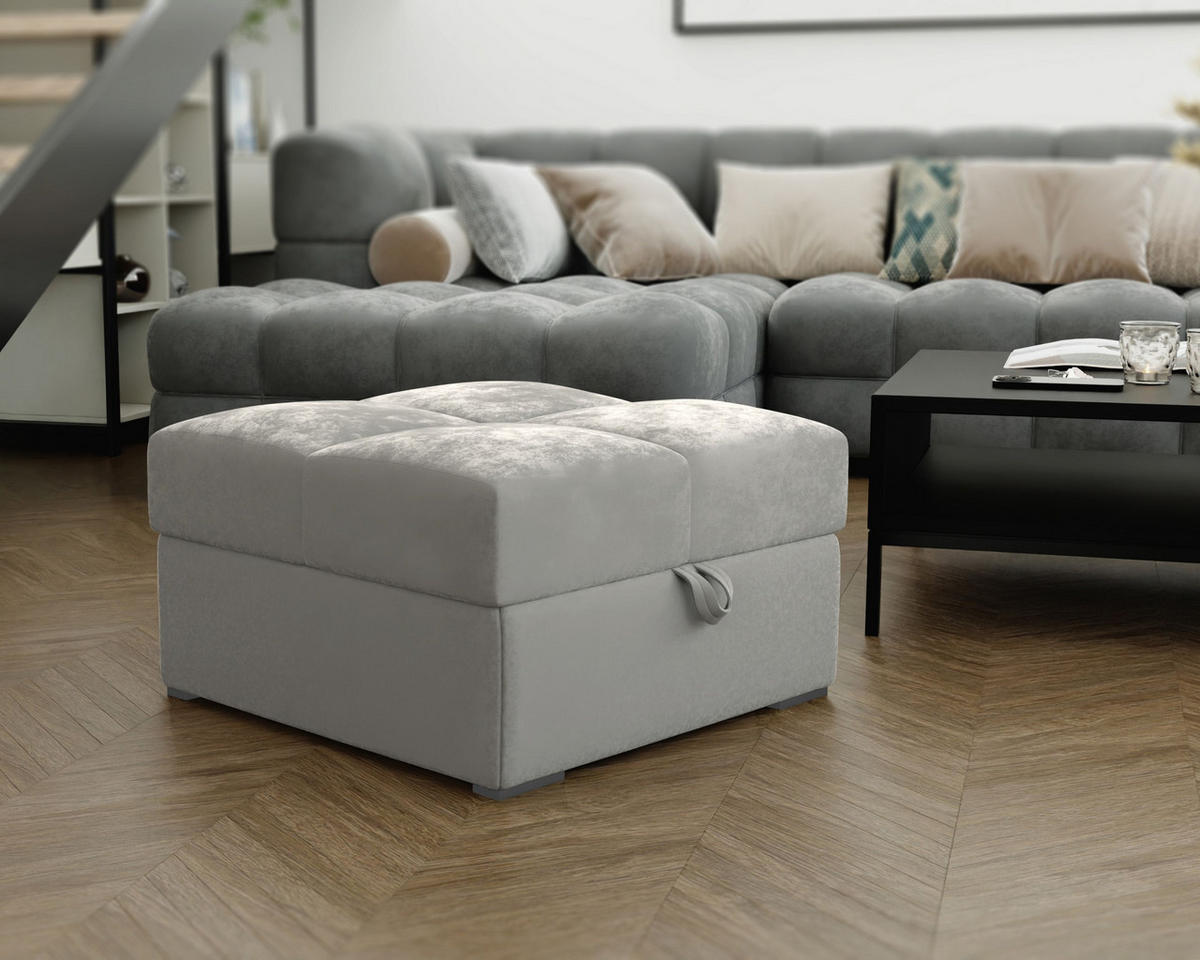 POUF MIZA Beige 65x65 cm - Beige, Textil (65/38/65cm) - MASSENO