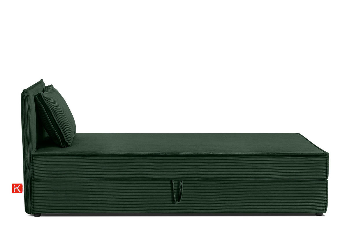 BOXSPRINGBETT ROTI Einzelbett, dunkelgrün - Dunkelgrün/Schwarz, Holz/Holzwerkstoff (90/200cm) - KONSIMO®