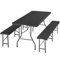 CAMPINGTISCHGARNITUR Panja, gummierte Tragegriffe, anthrazit - Anthrazit, Kunststoff (70/180/74cm) - tectake