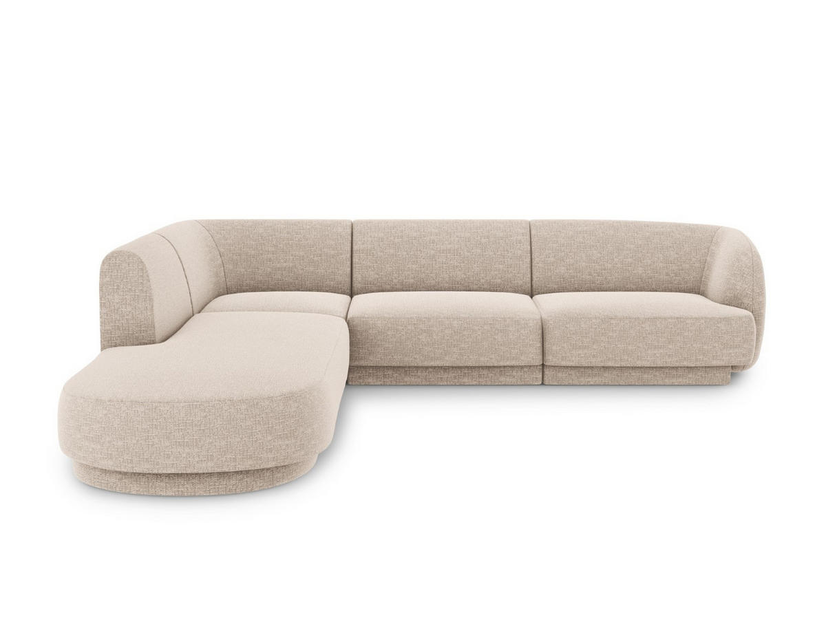 ECKSOFA links Miley aus Chenille-Stoff beige 6 Sitzplätze - Beige, Textil (248/255cm) - Micadoni