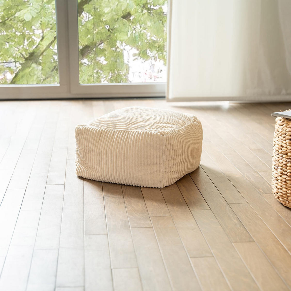 SITZSACK COZY - Beige, Nur Hocker - Beige, Textil (44/44/22cm) - Home Deluxe