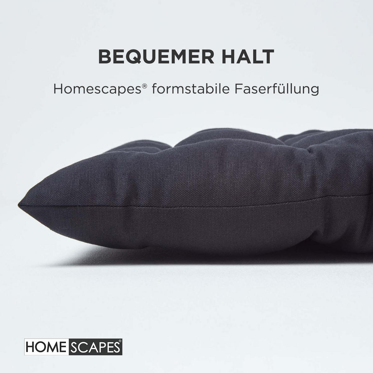 BANKAUFLAGE 3-Sitzer schwarz 143/48/5 cm - Schwarz, Textil (143/48/5cm) - Homescapes