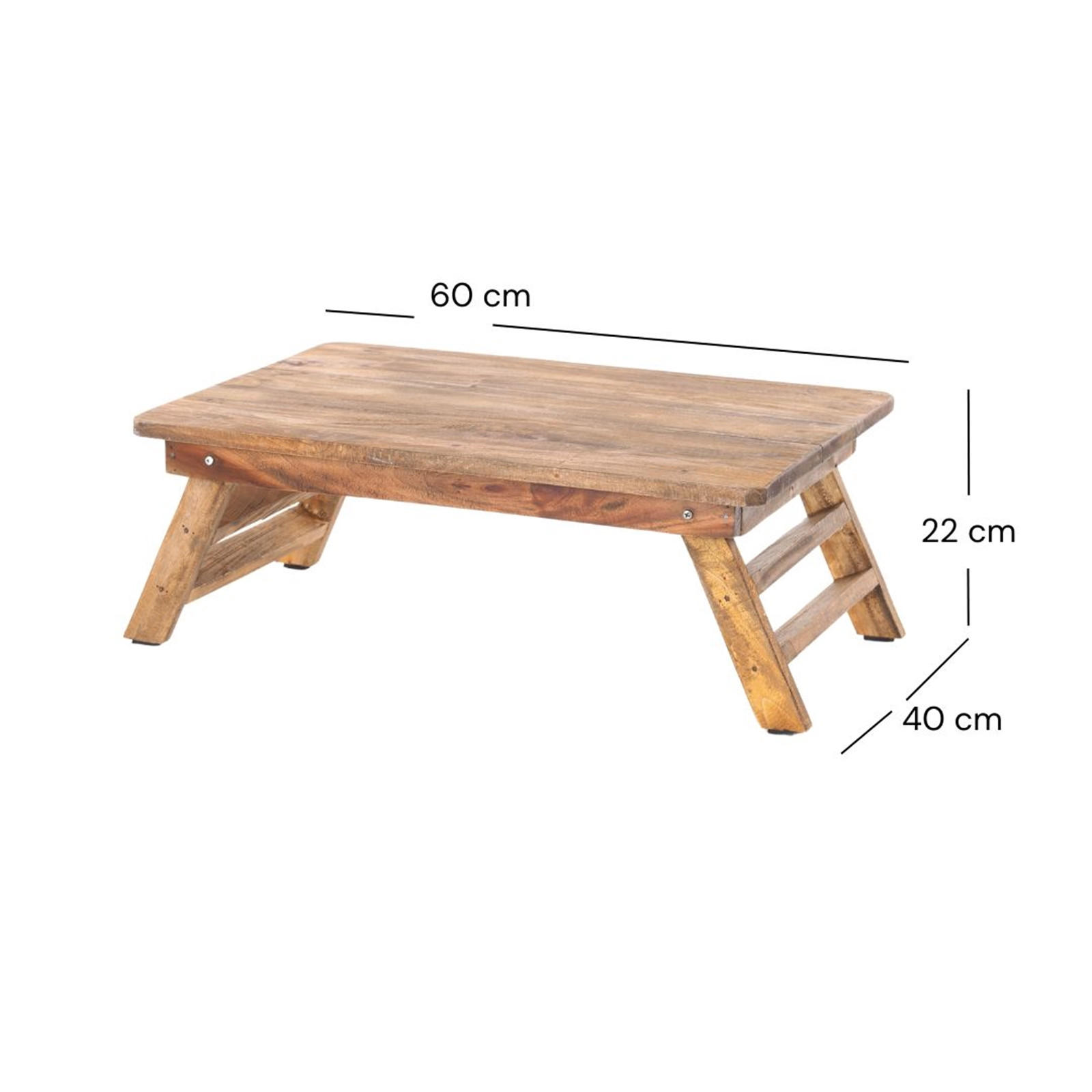 TABLETT-TISCH FOLD 60x40 cm, Mahagoni Massivholz, mit ausklappbaren Füßen 01 natur-vintage - Naturfarben, Holz (60/22/40cm) - DESIGN DELIGHTS