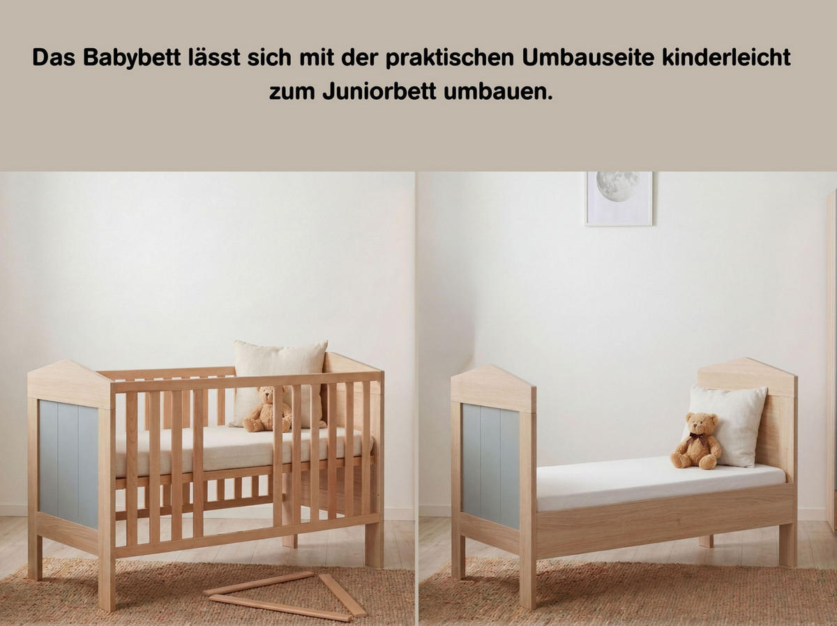 BABYZIMMER Mega-Set Roofy 6-tlg. 1-türig - Salbeigrün/Eichefarben, Leder/Holz (1/1/1cm) - arthur berndt
