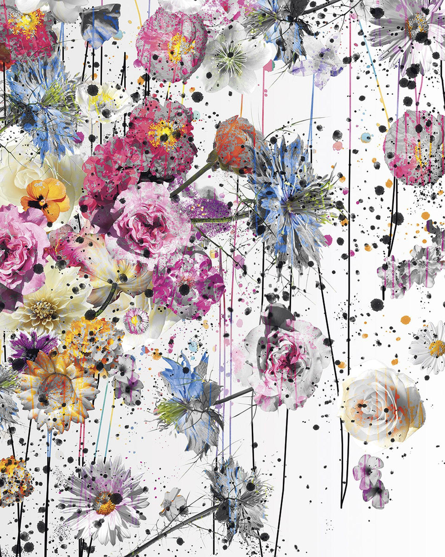 FOTOTAPETE Blumen malen 200 x 250 cm - Pink, Papier (200/250cm) - Sanders & Sanders