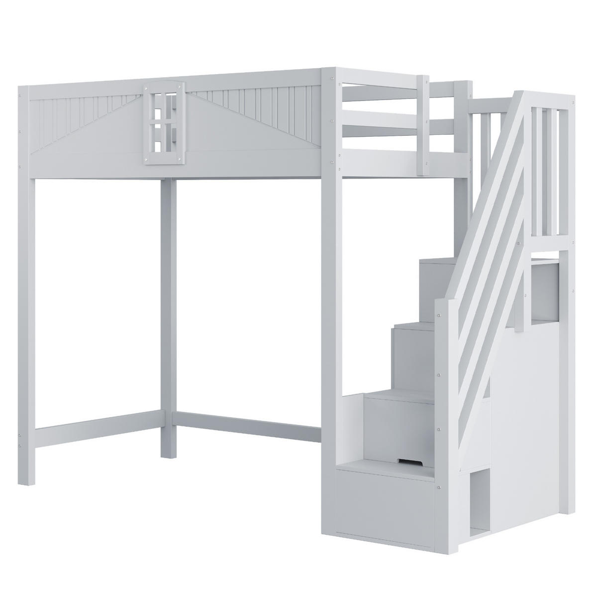 HOCHBETT mit Stauraum und Leiter 90x200 cm Massivholz Grau - Grau, Holzwerkstoff (90/200cm) - Beauniv