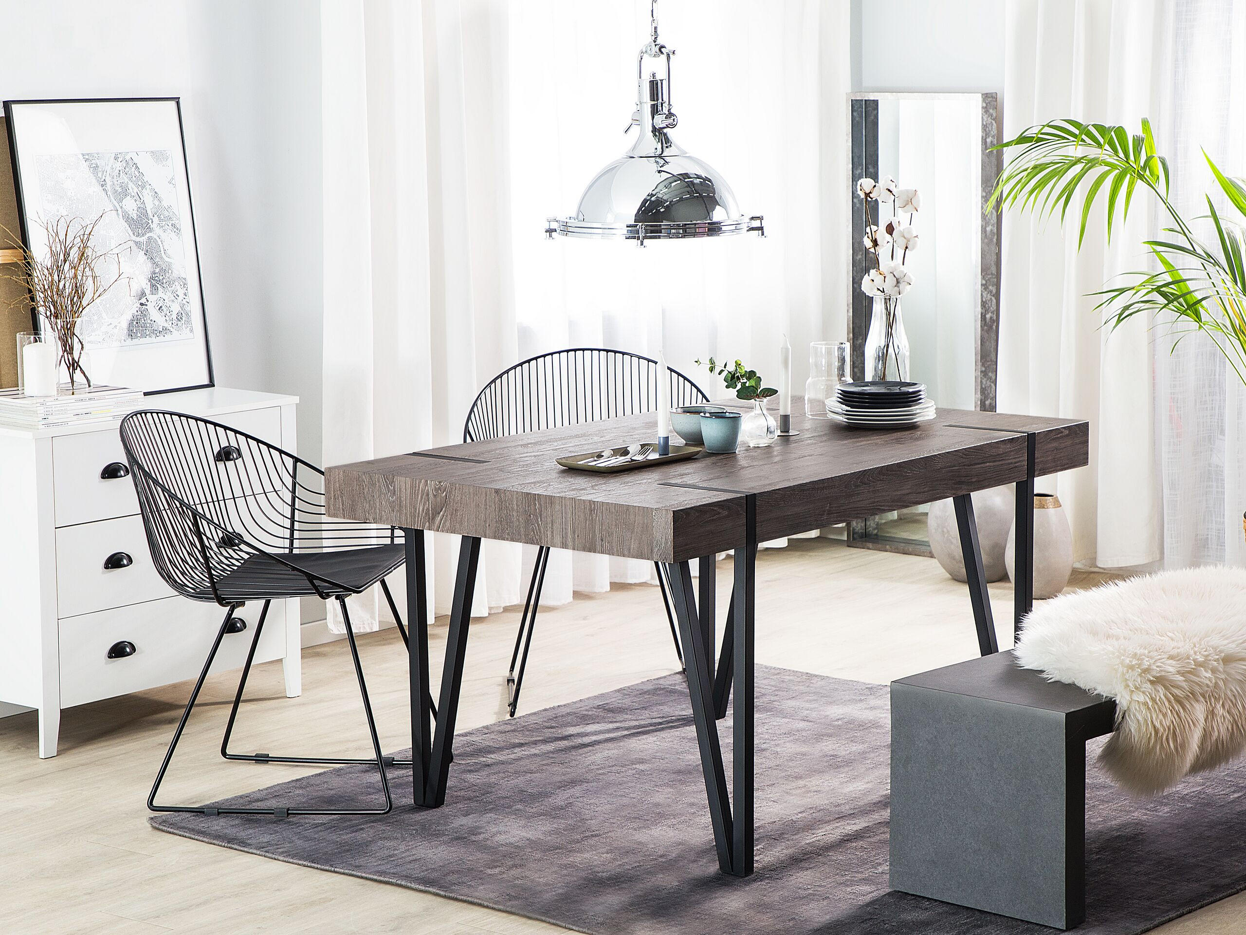 ESSTISCH 150/90/75 cm Dunkelbraun, Schwarz Rechteckig Adena - Dunkelbraun, Holzwerkstoff (150/90/75cm) - Beliani