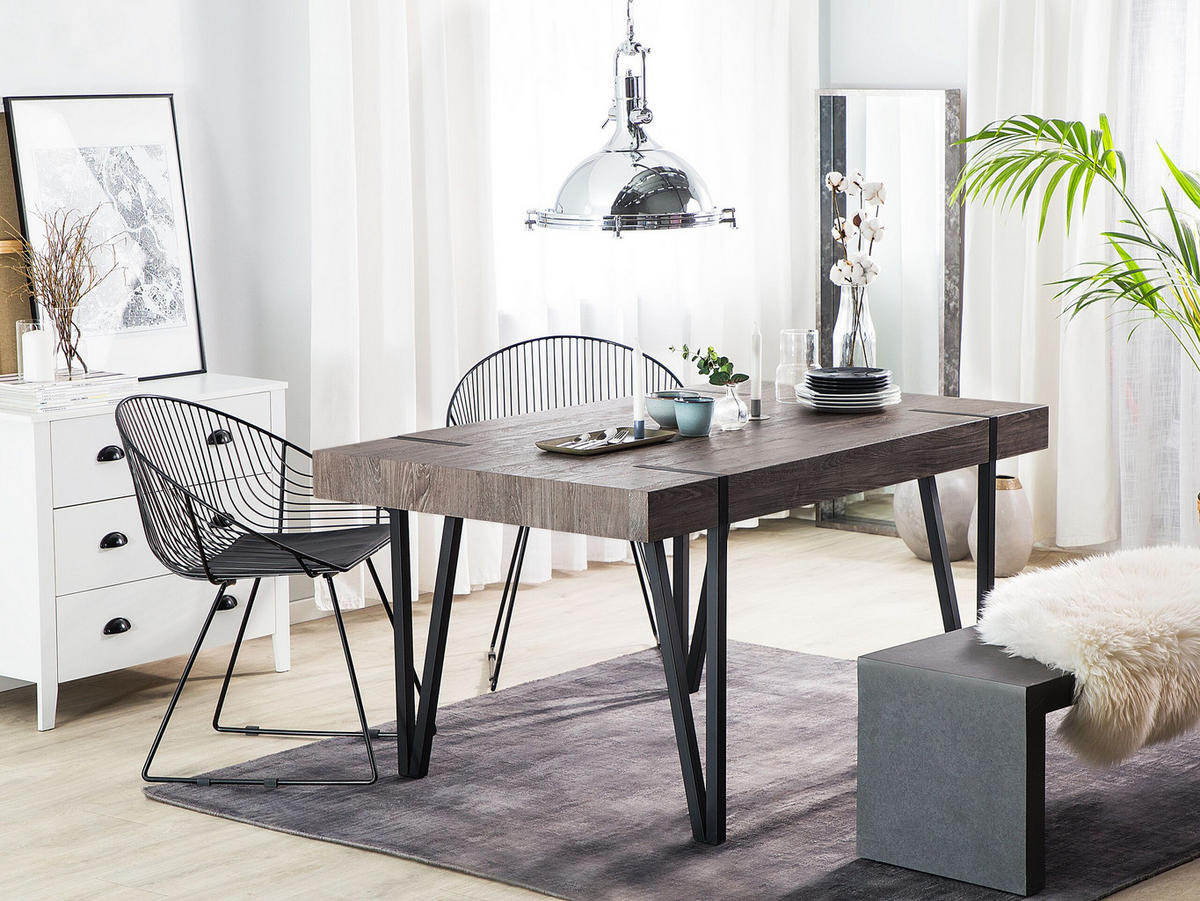 ESSTISCH 150/90/75 cm Dunkelbraun, Schwarz Rechteckig Adena - Dunkelbraun, Holzwerkstoff (150/90/75cm) - Beliani