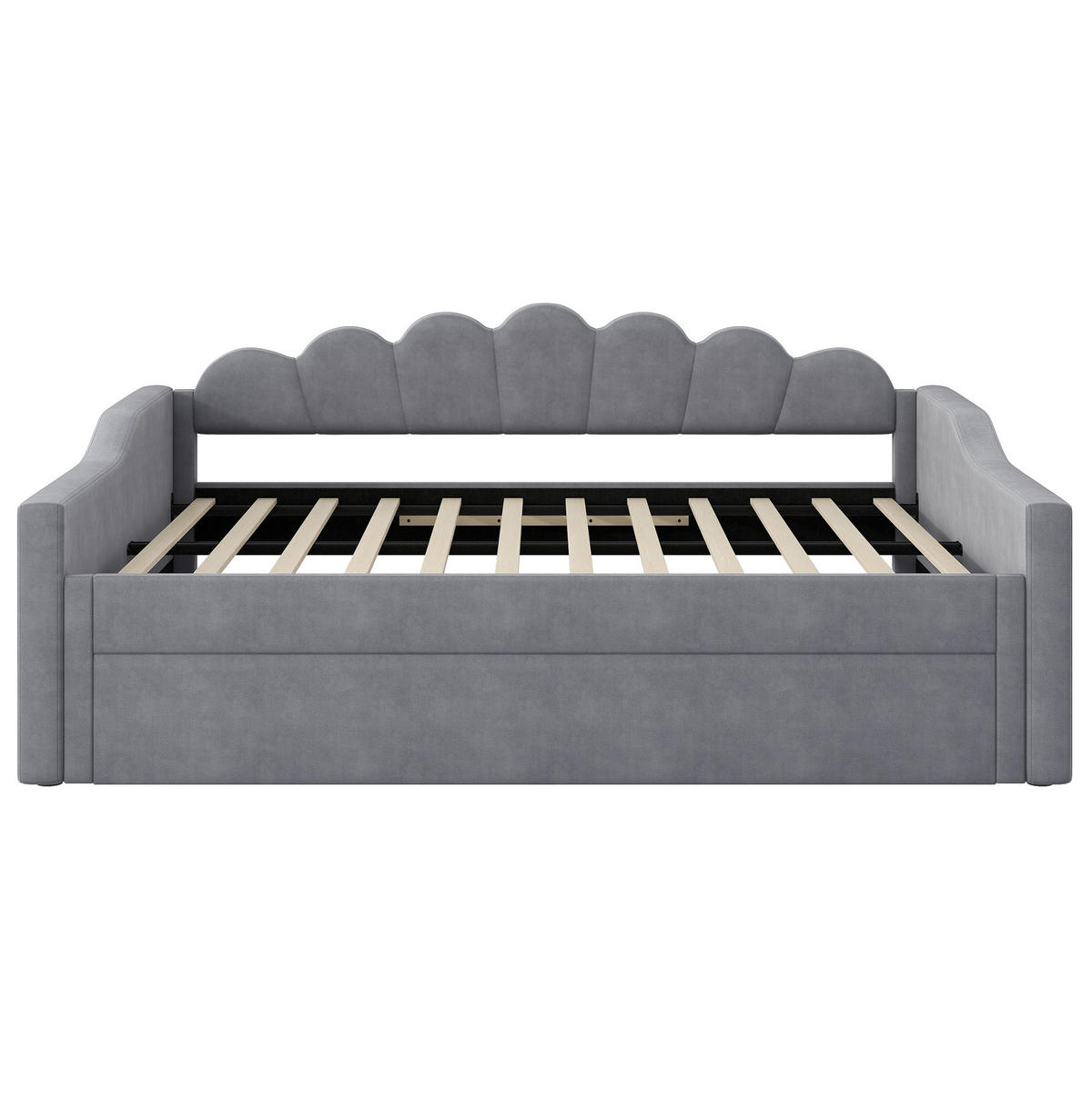 POLSTERBETT 140/200 cm mit Ausziehbett und LED-Beleuchtung in Grau - Grau, Holzwerkstoff (140/200cm) - BEAOK