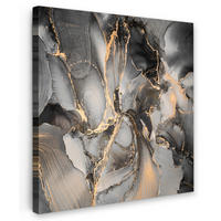 LEINWANDBILD Grau - Luxus - Gold - Marmor 90x90 cm - Dunkelgrau, Textil (90/90cm) - MuchoWow