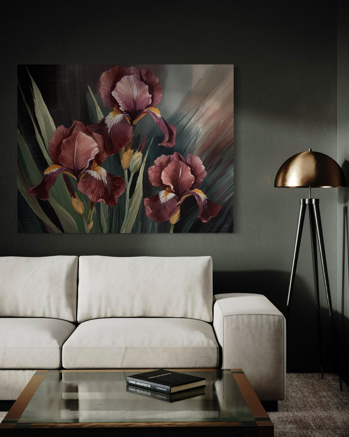 WANDBILD blumen pflanzen botanik - Rot, Textil (60/40cm) - Feeby