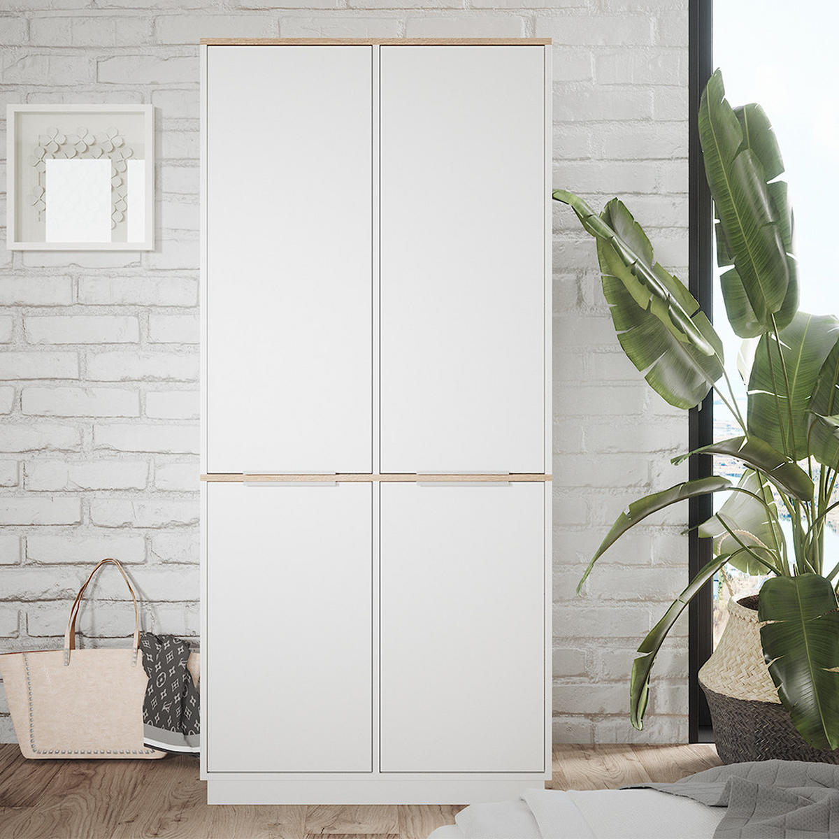 AKTENSCHRANK Betti Weiß 82 x 179 cm mit 6 Regale - Weiß/Sonoma Eiche, Holzwerkstoff (82/179/50cm) - Vicco