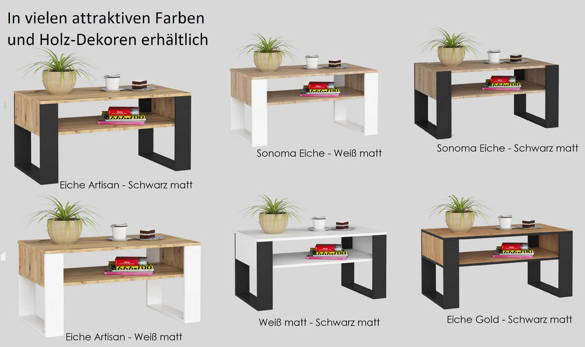 COUCHTISCH Rechteckig Eiche Artisan - Weiß 92/45/50 cm - Eiche Artisan/Weiß, Holzwerkstoff (50/92/45cm) - designimpex