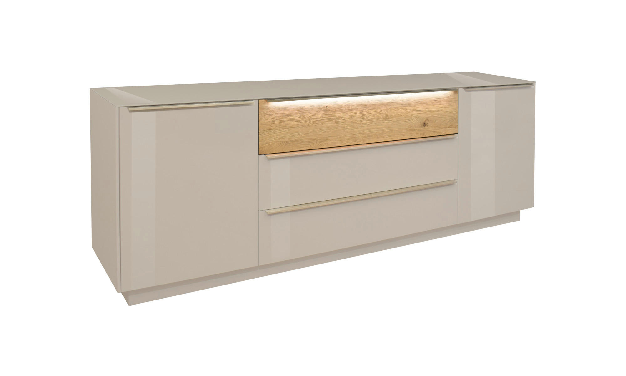 LOWBOARD Nova Kashmir und Eiche - Beige, Holzwerkstoff (214/71/42cm)