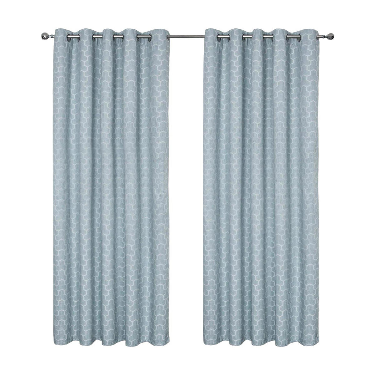 VERDUNKELUNGSVORHÄNGE geometrisch mit Thermo-Funktion, Ösen 228/228 cm - Hellblau, Textil (228/228cm) - Homescapes