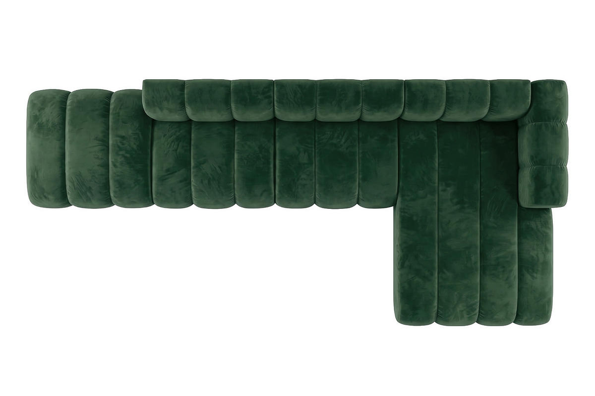 ECKSOFA Modulares In L-Form Mit Hocker, Velvet-Stoff Riviera, Grün, Rechts, GRAND - Grün, Holz (386/179cm) - Kaiser Möbel