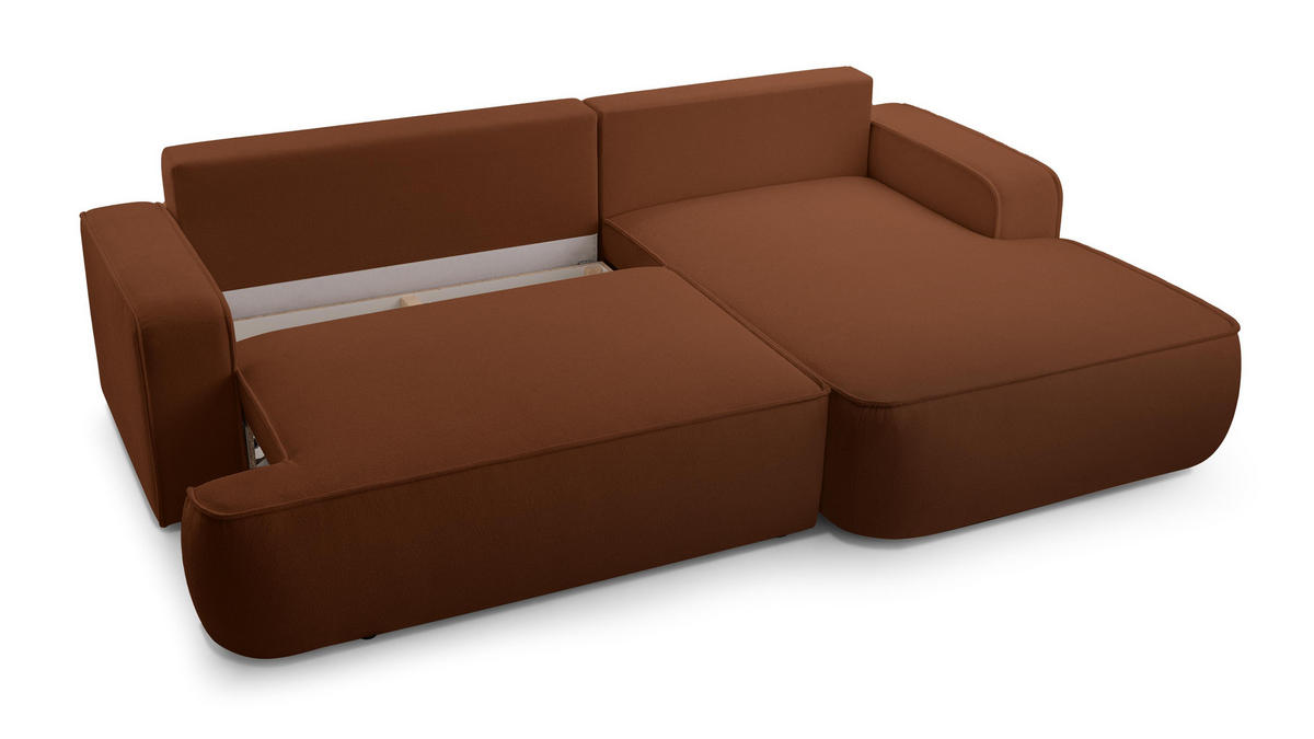 ECKSOFA L Form Ablia Ziegelrot 267/168/87 cm mit Schlaffunktion R - Dunkelorange/Schwarz, Kunststoff/Textil (267/168cm) - AX Living