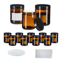 12XSALBENTIEGEL - Braun, Glas/Kunststoff (7/9/7cm) - Relaxdays
