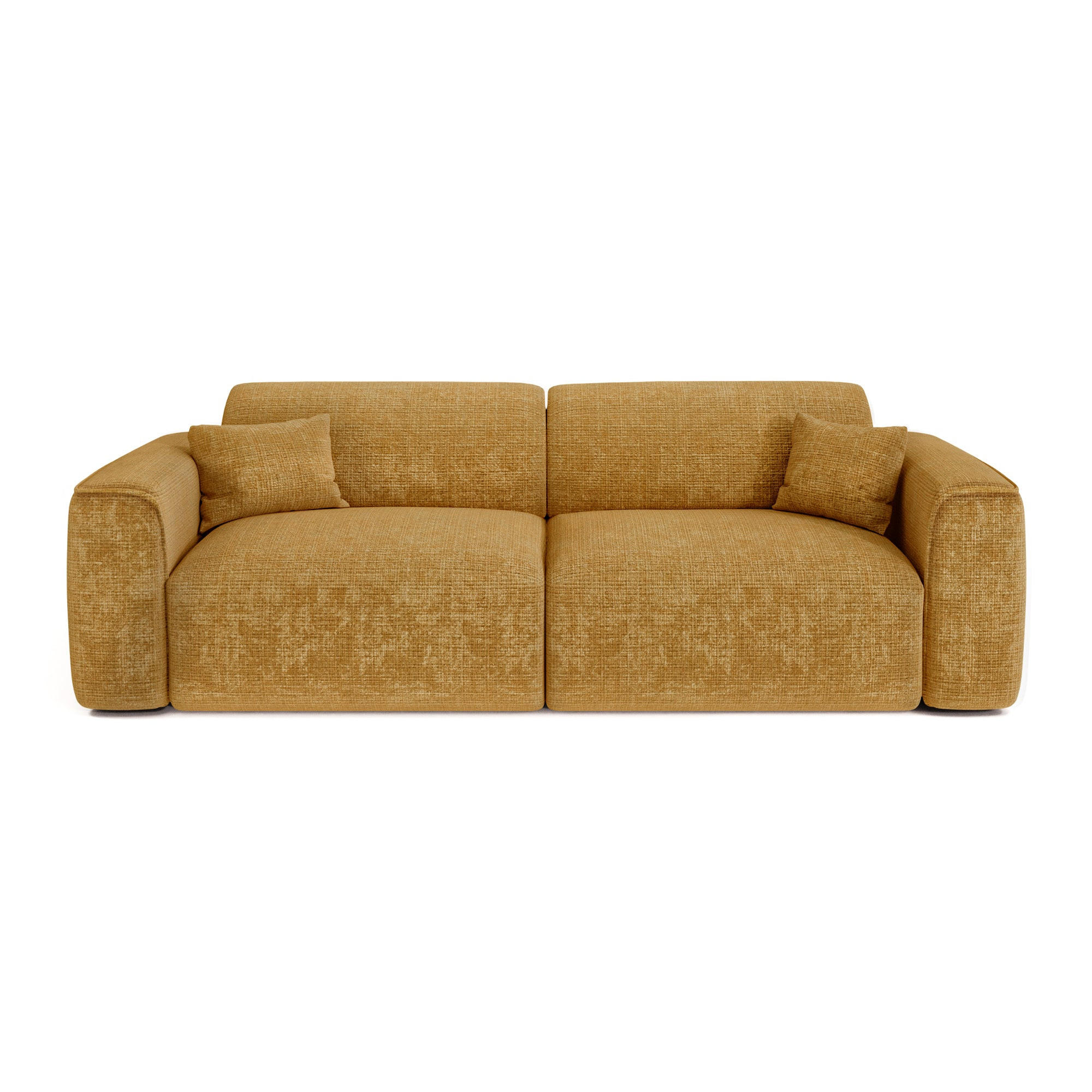 SCHLAFSOFA GERADE Geprägter Samt Senf 240cm - Dunkelgelb, Textil (240/73/97cm) - Sia Home