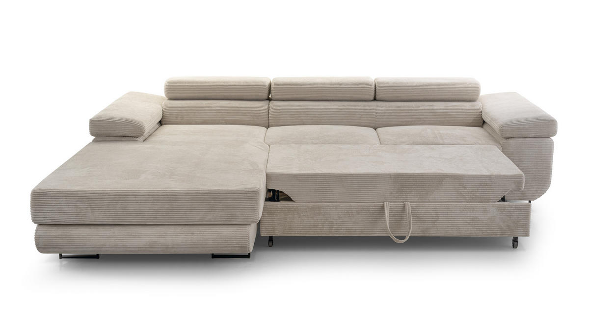 ECKSOFA NOLA Grau L - Links Cord - Schwarz/Grau, Textil/Metall (280/203cm) - Luxkor24