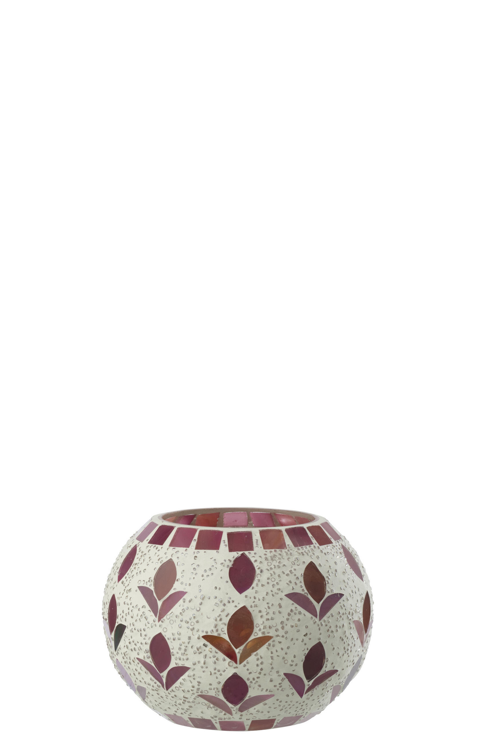 KERZENSTÄNDER GEBROCHENES Weiß - Pink, Glas (10/8.5cm) - J-Line