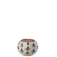 KERZENSTÄNDER GEBROCHENES Weiß - Pink, Glas (10/8.5cm) - J-Line