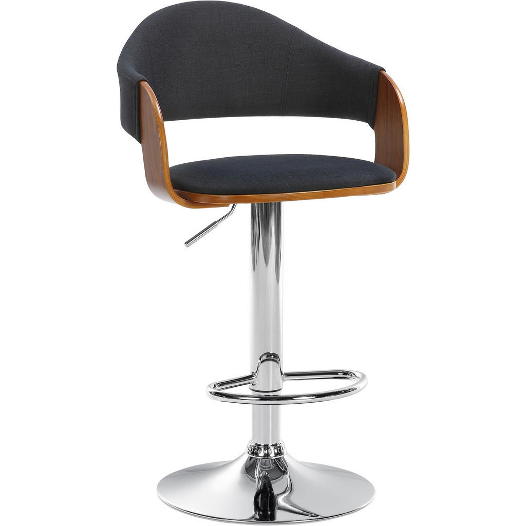 Thumbnail - CLP Barhocker, Schwarz, Walnuss, Textil, 50x89x49 cm, Esszimmer, Barmöbel, Barhocker