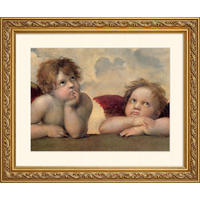 BILD gerahmt 63x53 cm Raffaello "Angeli Madonna Sistina / Engel" - Beige, Holz (63/53cm) - artissimo