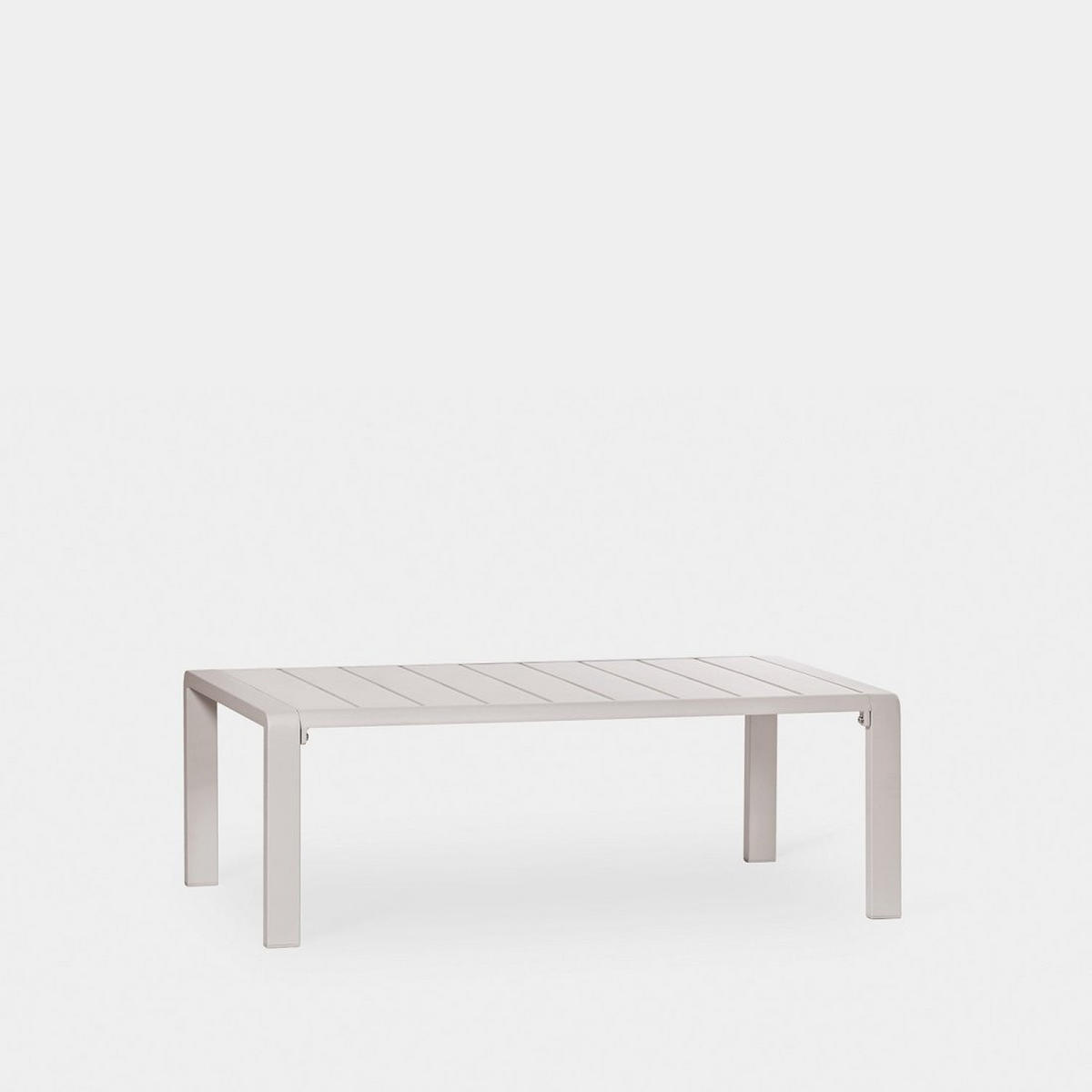 GARTEN-SET mit 2 Sesseln und Couchtisch aus beigem Aluminium Niran - Beige, Textil - Klast Home