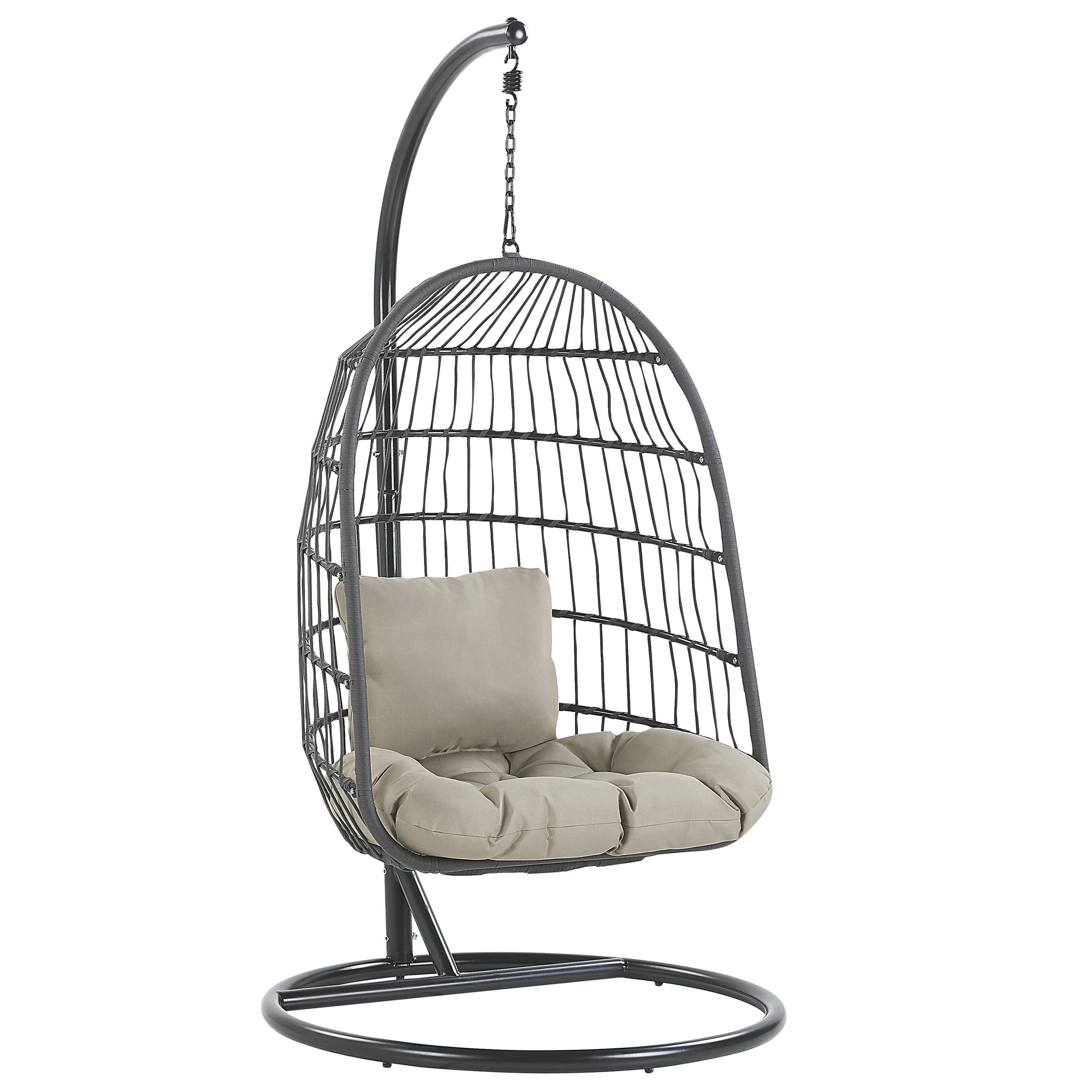 VISEĆA FOTELJA s postoljem pleteno uže crni 102 cm Allera - crna, tekstil (102/199/102cm) - Beliani