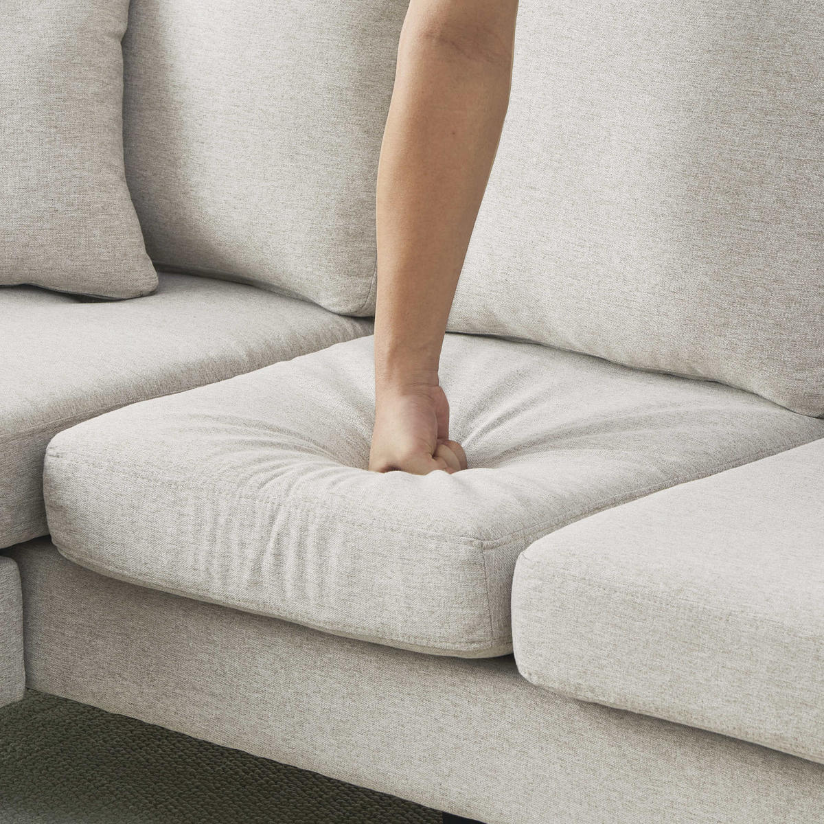 ECKSOFA mit Chaiselongue 166 x 118 x 77 cm Beige Gray+White - Beige, Holz (118/166cm) - Meubliv