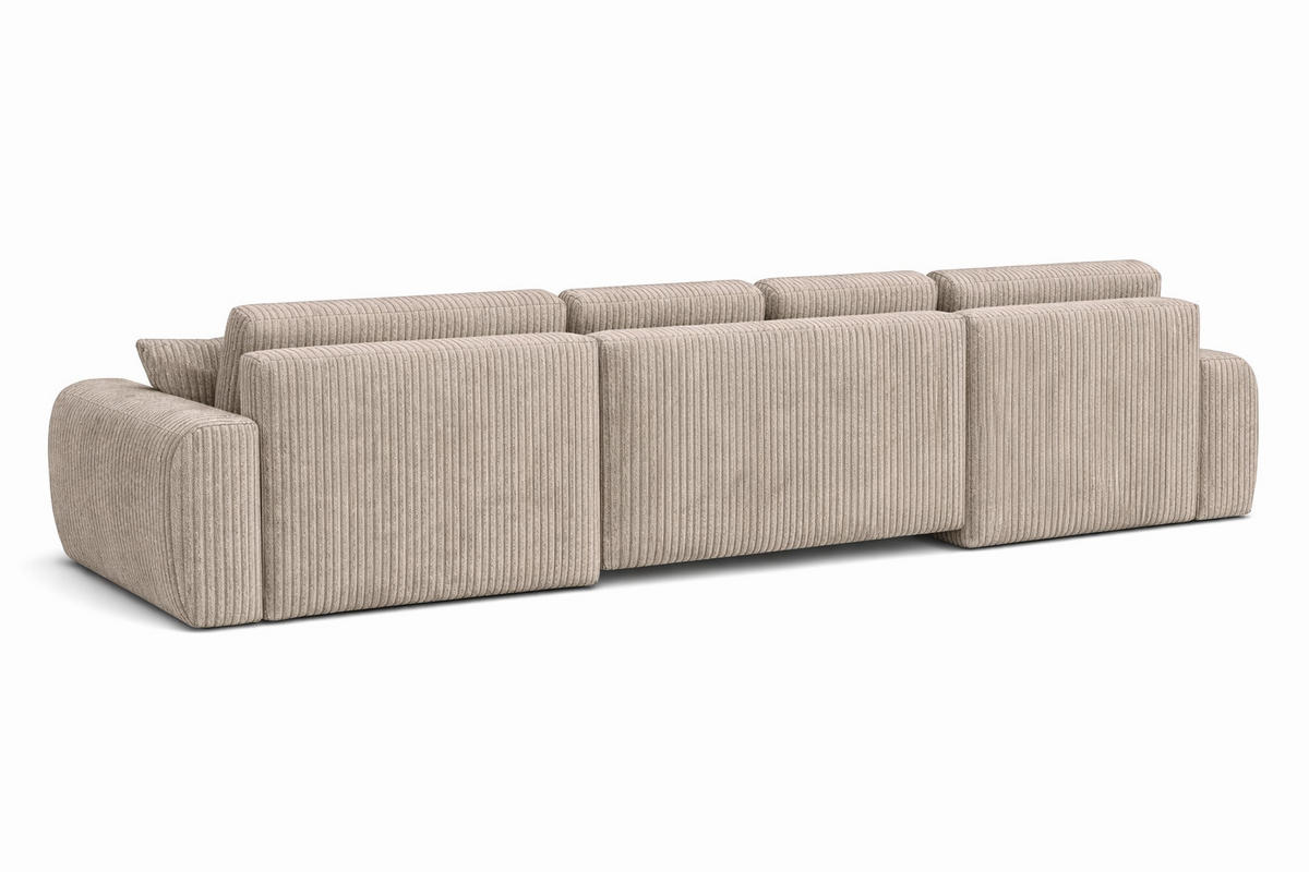 ECKSOFA Mit Schlaffunktion Und Bettkasten U-Form Ivo U, Cordstoff Poso, Dunkelbeige - Beige, Holz (342/142cm) - Kaiser Möbel