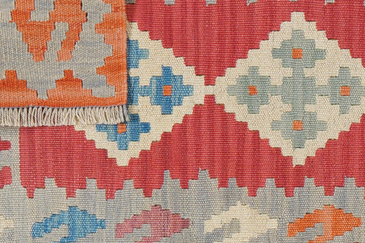 KELIM-LÄUFER handgewebt Gashgai Rot 197/63 cm Schurwolle - Rot, Textil (63/197cm) - Looma