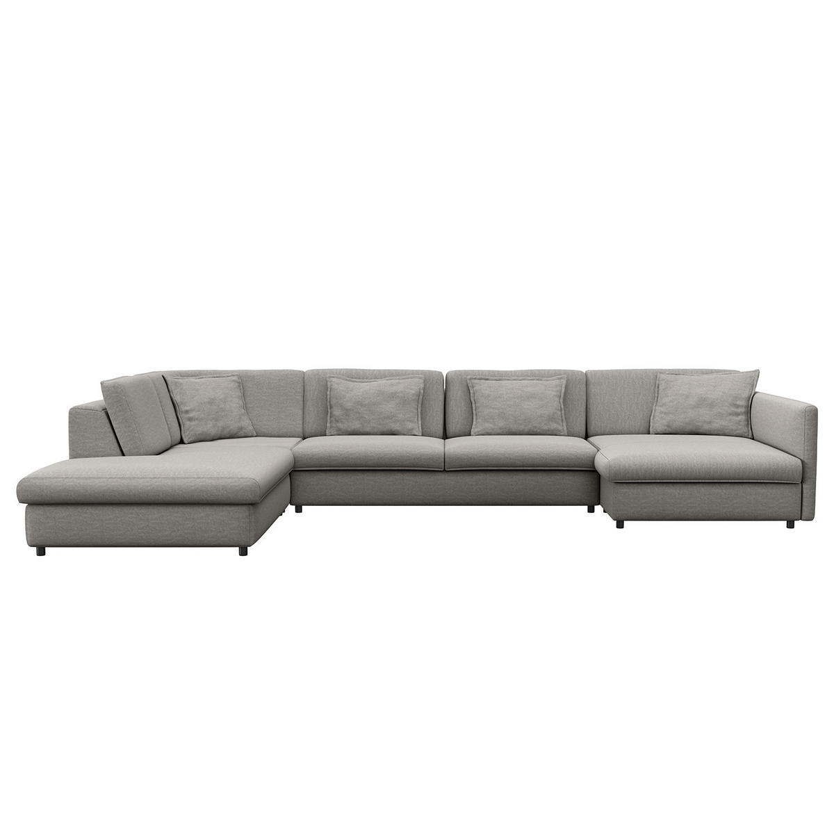 WOHNLANDSCHAFT - Schwarz/Grau, Kunststoff/Textil (431/84/272cm) - home24