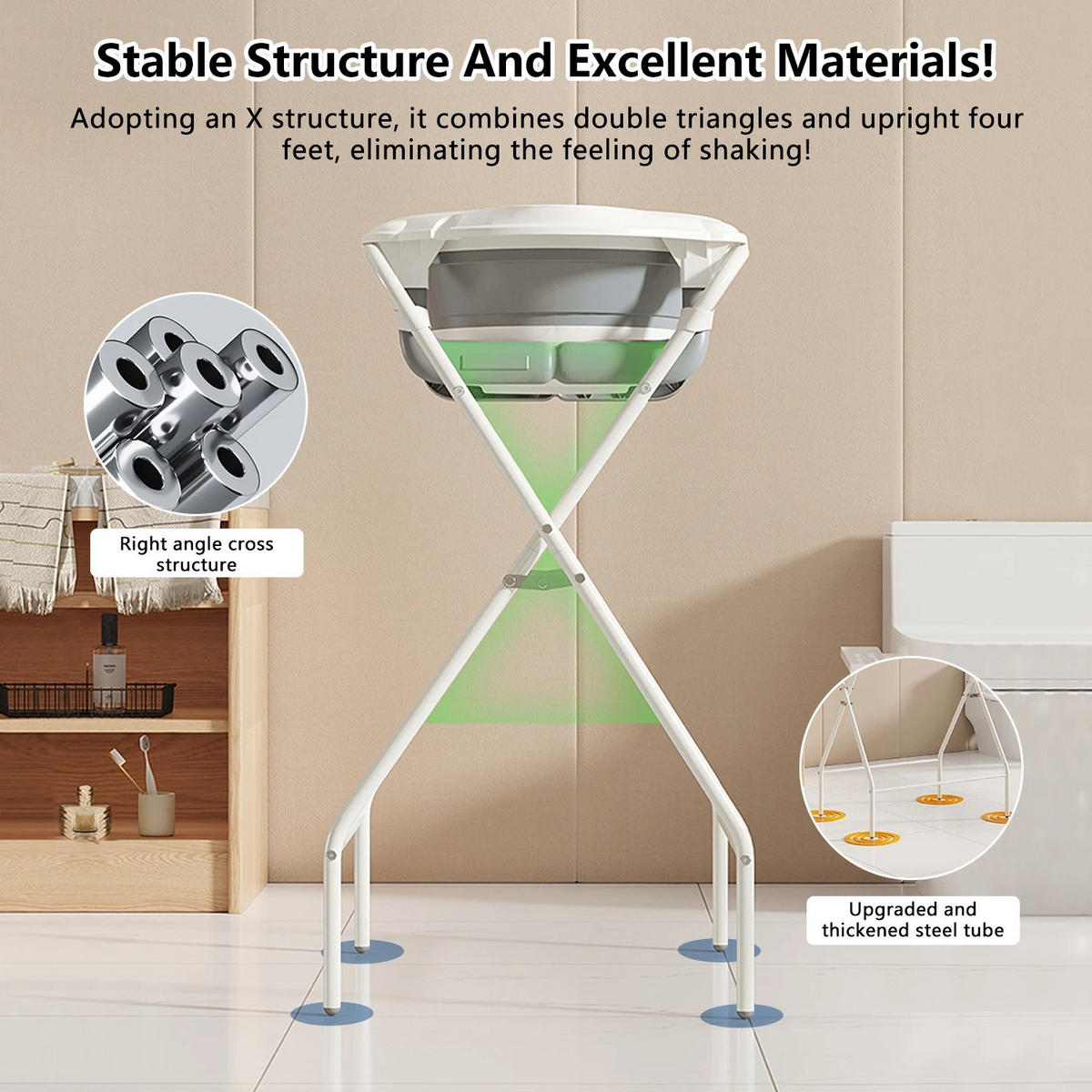 BABYBADEWANNE 3-in-1 mit Ständer, faltbare, Thermometer und Badekissen, Blau - Blau, Kunststoff (72/41cm) - Kaket