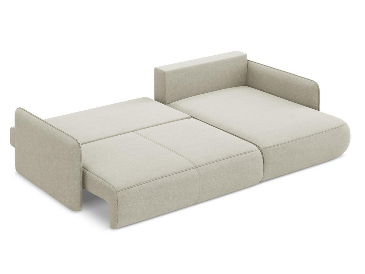 ECKSOFA mit Schlaffunktion Strukturstoff Stoff Beige - Beige/Creme, Kunststoff/Textil (240/148cm) - Makamii