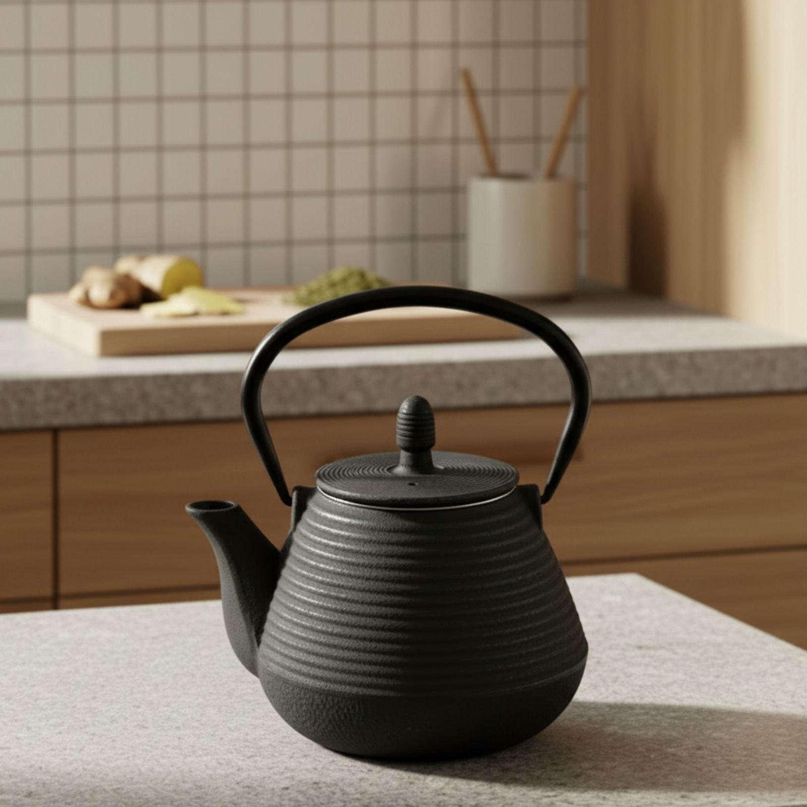 TEEKANNE Gusseisen Yuki 1000 ml - Schwarz, Metall (1L) - AROMELIO